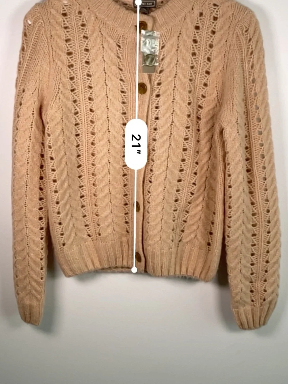 NWT Soft Cable-Knit Button Cardigan - blush pink - Picture 4 of 6